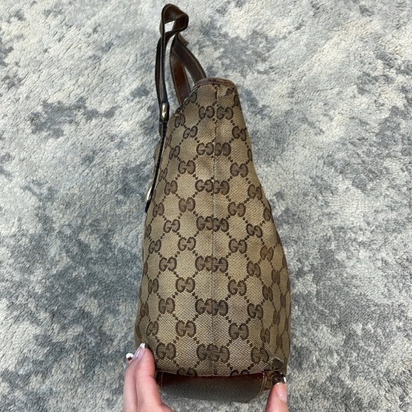 Gucci Monogram GG Small Charmy Tote Bag Brown Bolt Hardware Accent Luxury - Picture 4 of 17